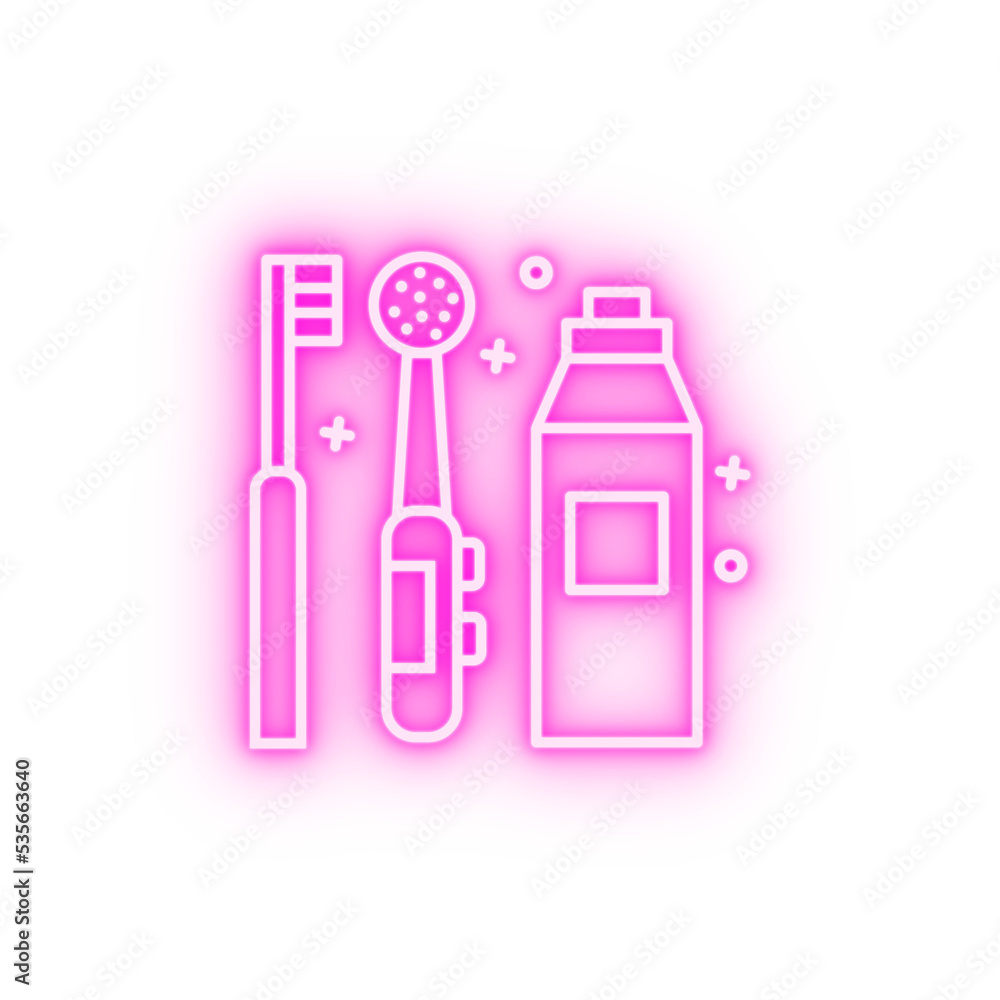 Electric toothbrush dental medical neon icon Electric toothbrush dental medical neon icon