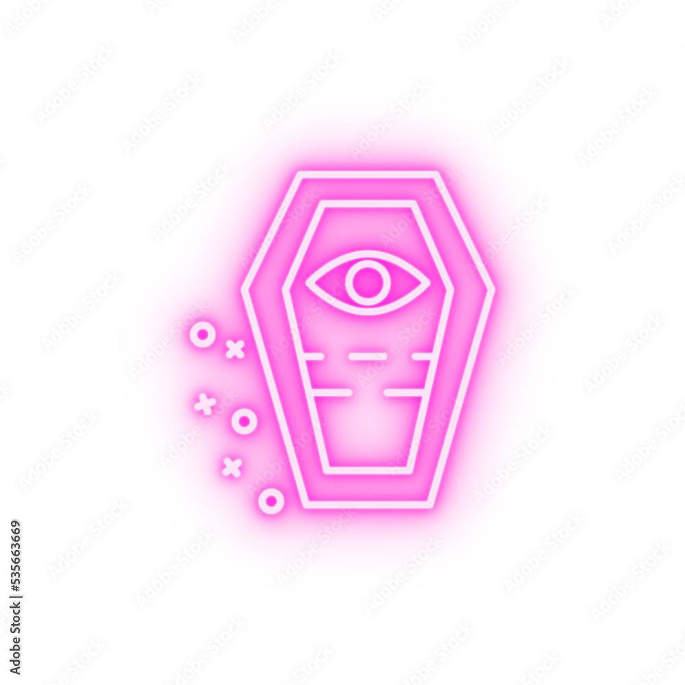 Sarcophagus tomb Egyptian neon icon Sarcophagus tomb Egyptian neon icon