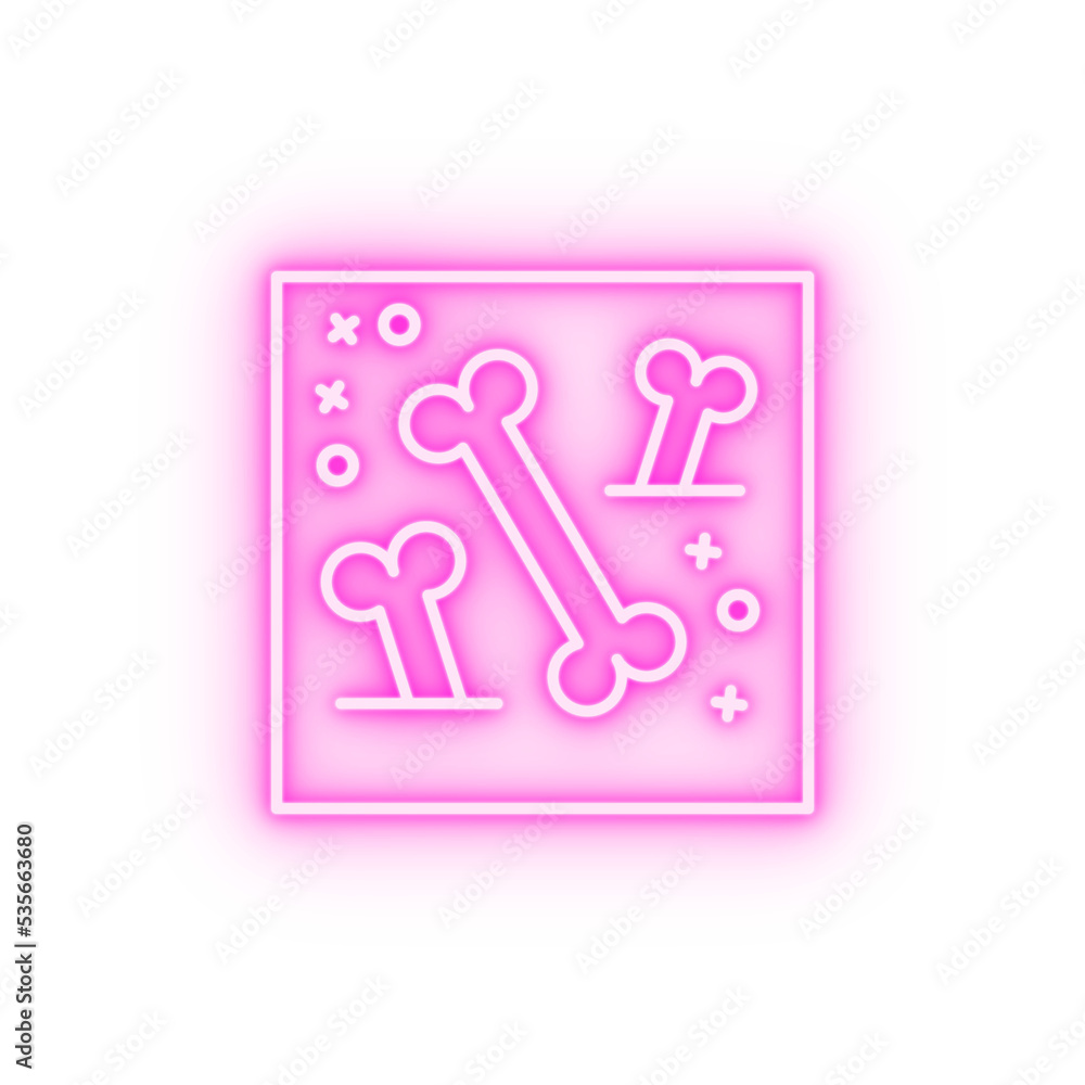 Fossil bones cultures neon icon Fossil bones cultures neon icon