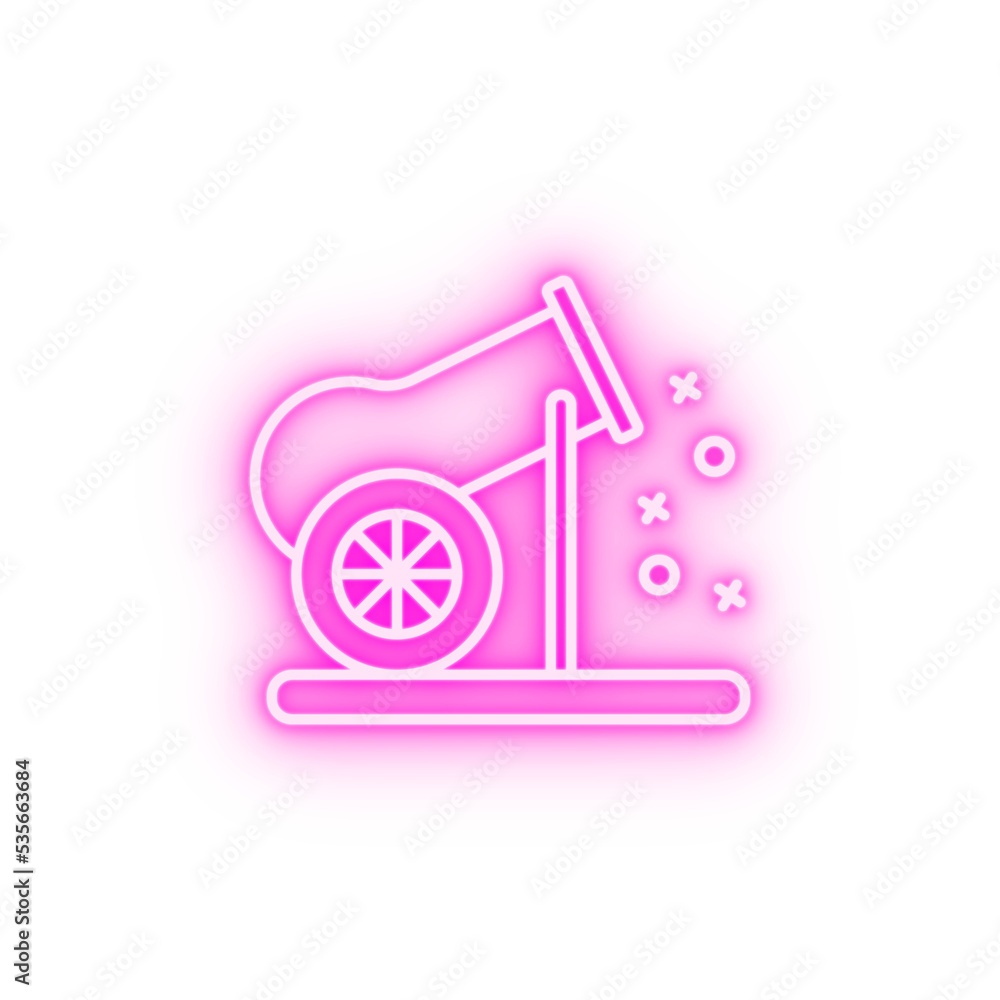 Cannon fire shoot history neon icon Cannon fire shoot history neon icon
