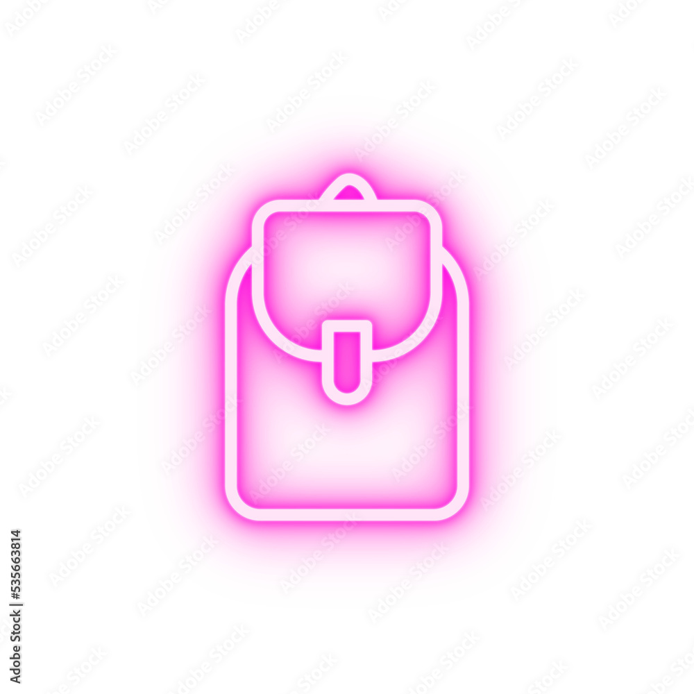 Backpack neon icon Backpack neon icon