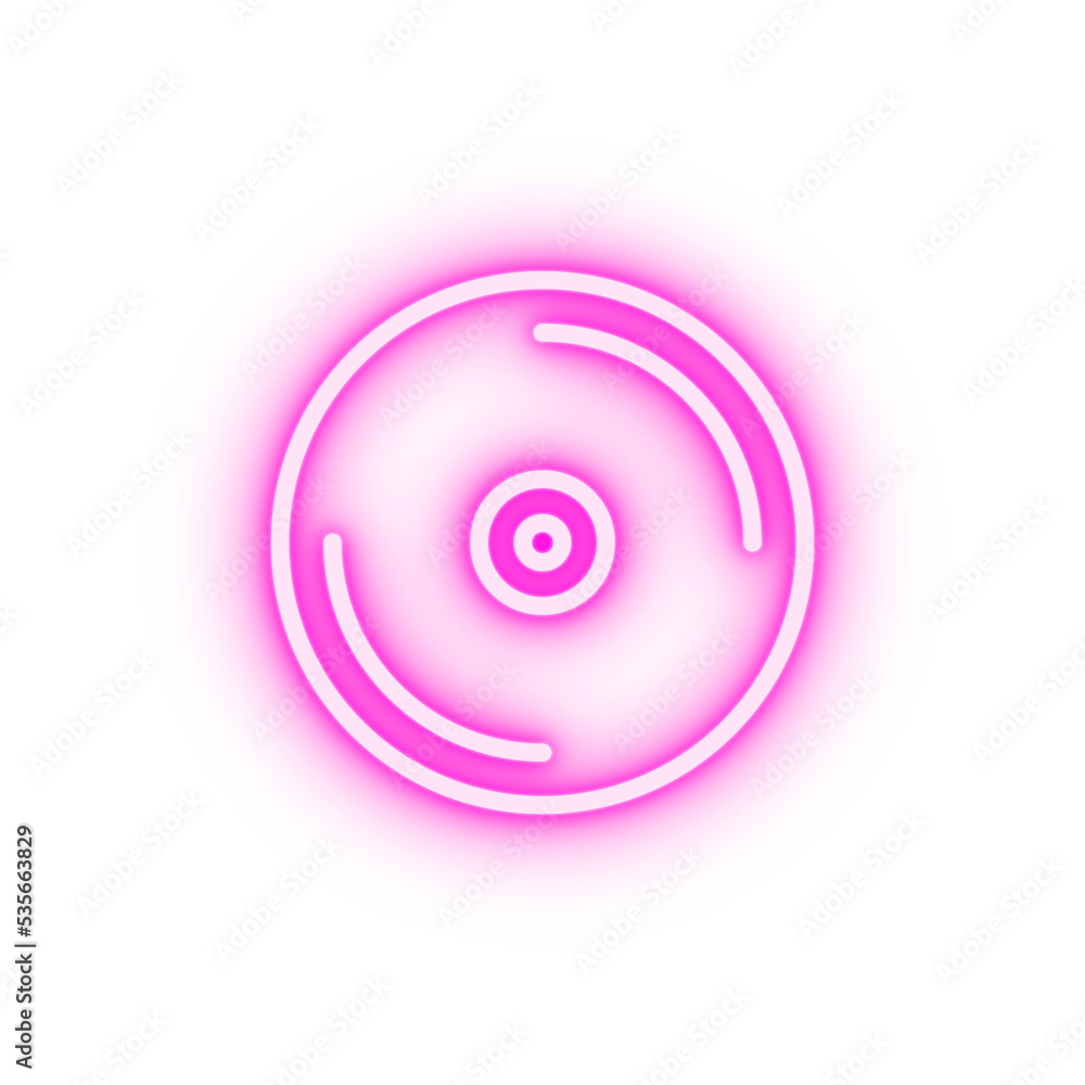Vinyl disc neon icon
