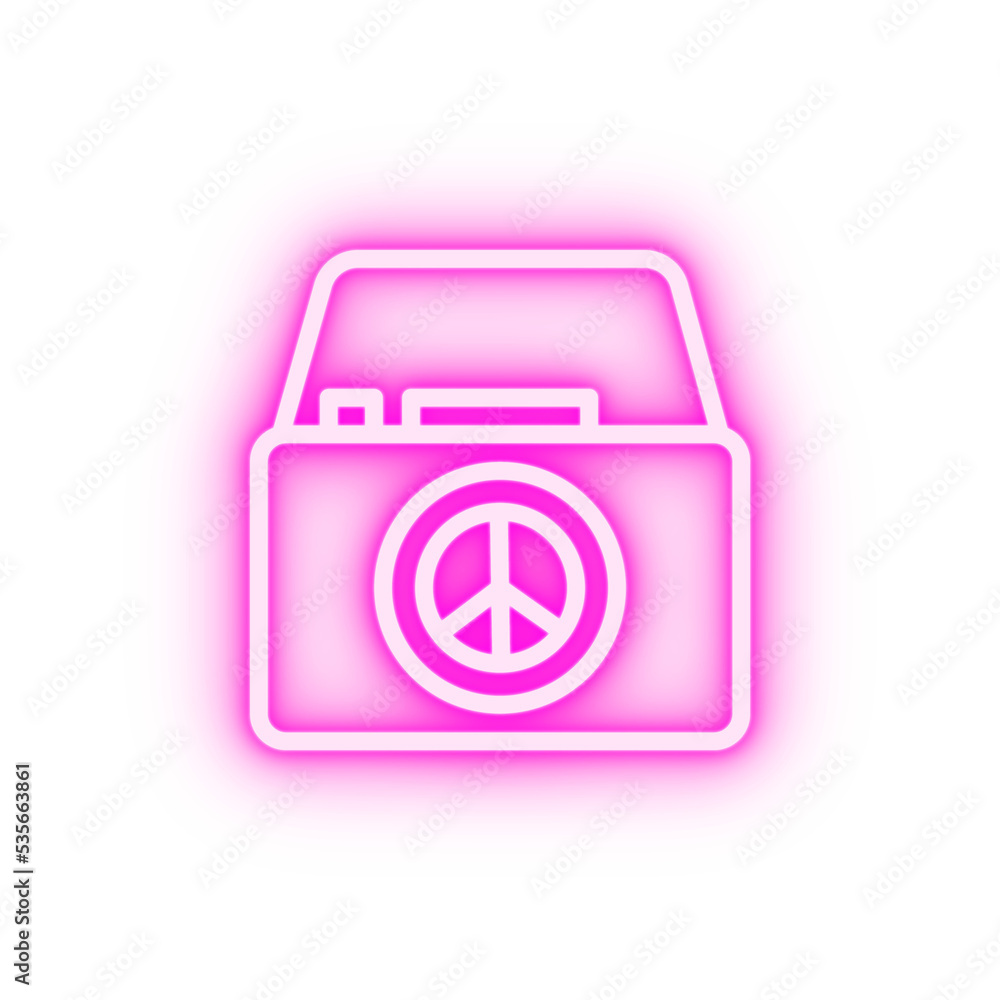 Camera peace neon icon