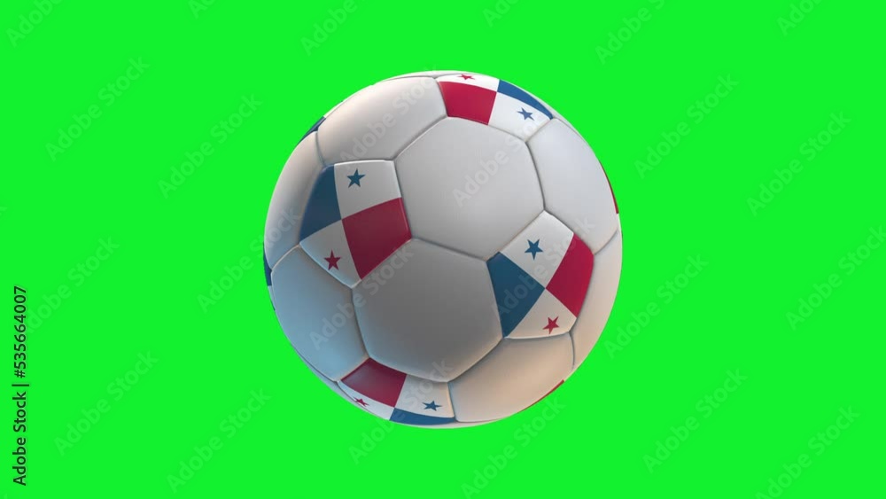 Soccer ball with flag Panama, on green screen background loop alpha. 3D Rendering Soccer ball with flag Panama, on green screen background loop alpha. 3D Rendering