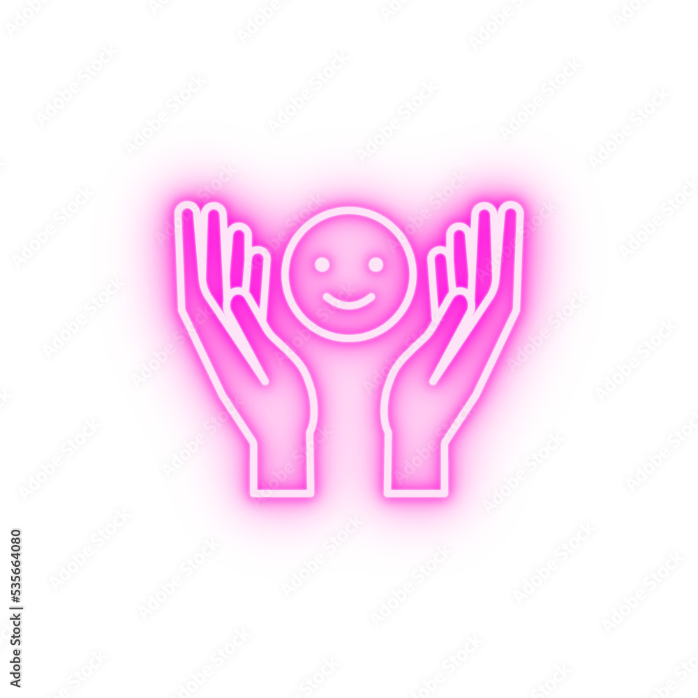 Hand smile friends neon icon Hand smile friends neon icon