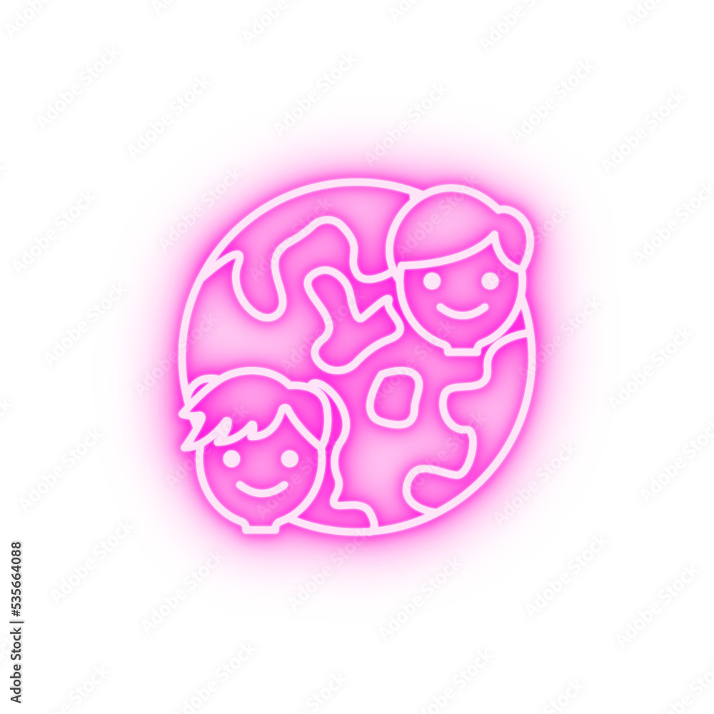 Globe friends internet neon icon Globe friends internet neon icon