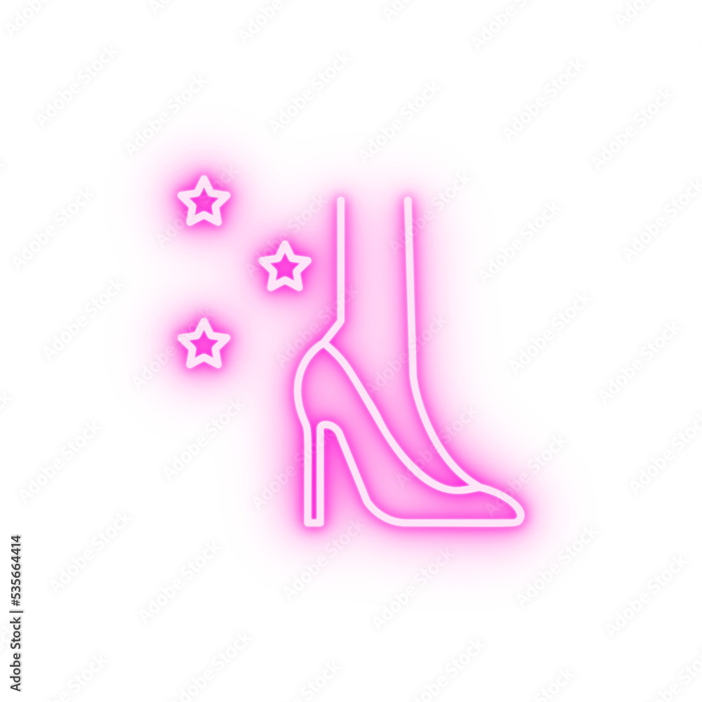 Cinderella shoe neon icon Cinderella shoe neon icon