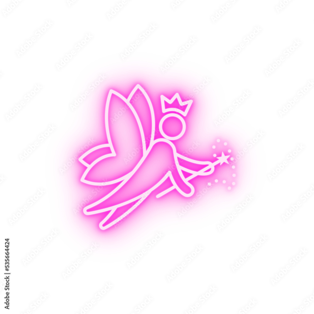 Fairy fairy tale neon icon