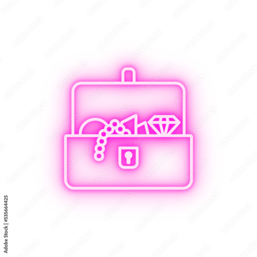 Treasure chest fairy tale neon icon Treasure chest fairy tale neon icon