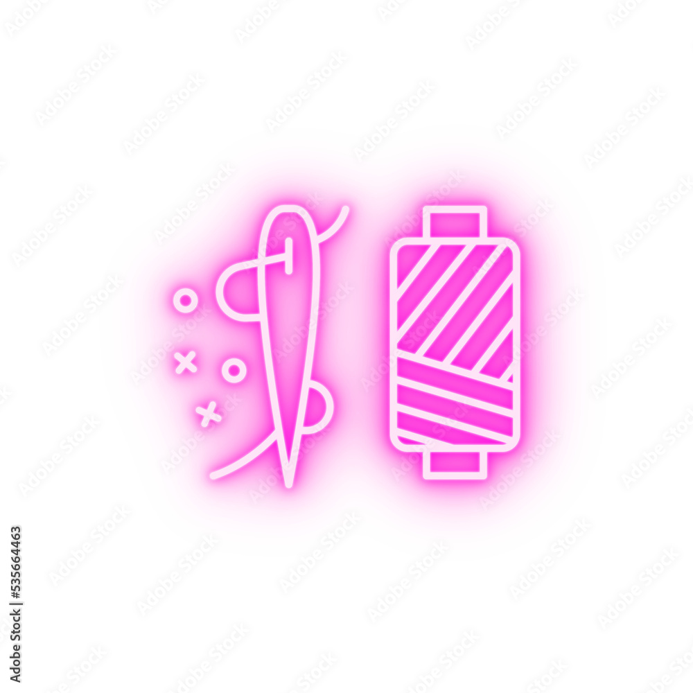 Needle textile fabric neon icon
