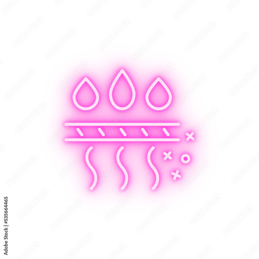 Textile water resistant drop neon icon