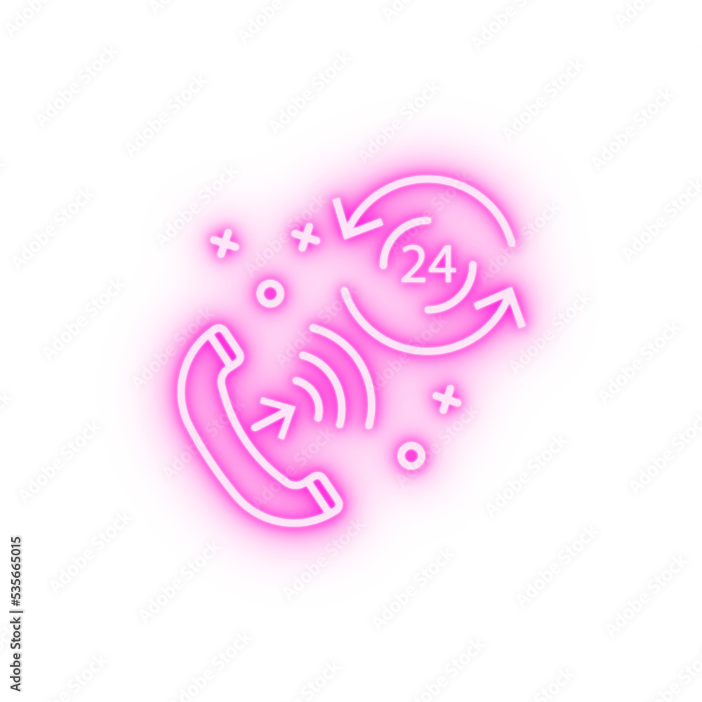Phone time call neon icon Phone time call neon icon