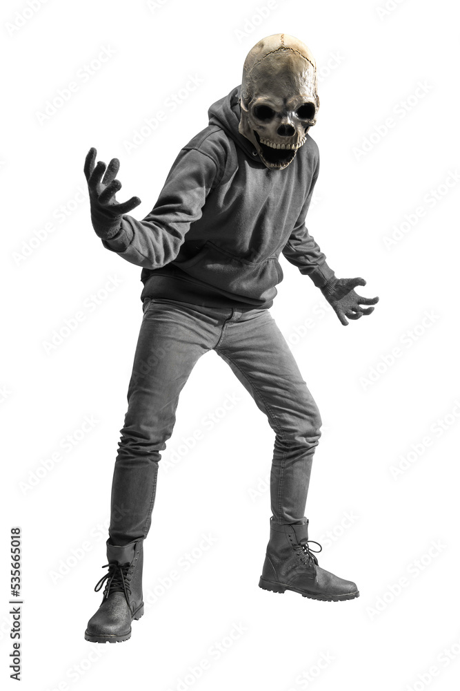 Man with a skull head costume for Halloween Man with a skull head costume for Halloween