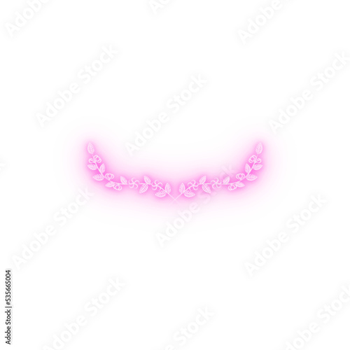 Decorative floral Ornament for text on white background neon icon