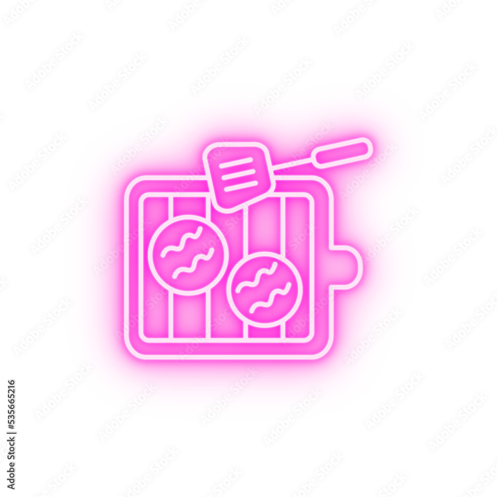 Barbecue spatula neon icon Barbecue spatula neon icon