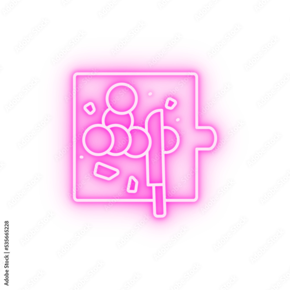 Knife cutting board meal neon icon Knife cutting board meal neon icon
