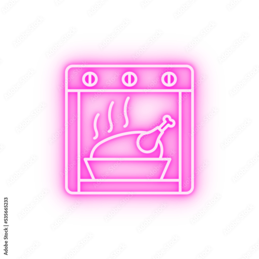 Stove chicken neon icon Stove chicken neon icon