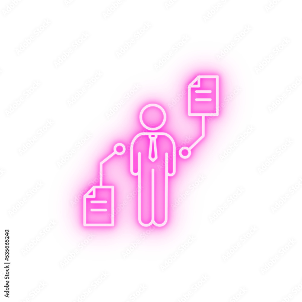 Businessman document consumer neon icon Businessman document consumer neon icon