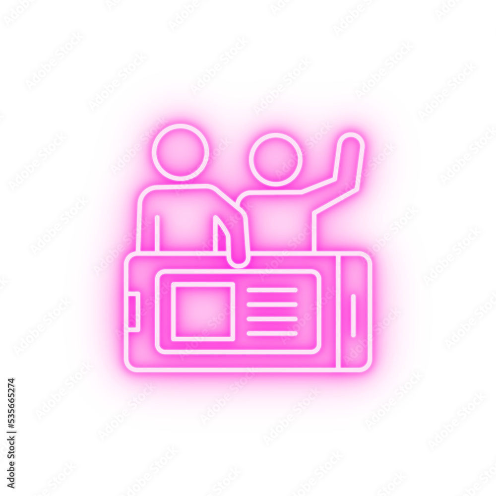 Customer behavior smartphone men neon icon Customer behavior smartphone men neon icon