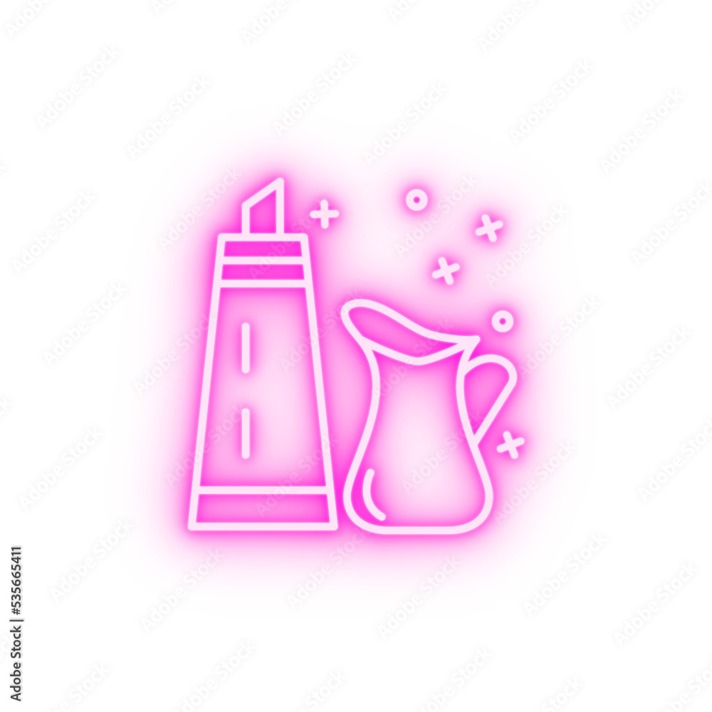 Sugar milk coffee neon icon