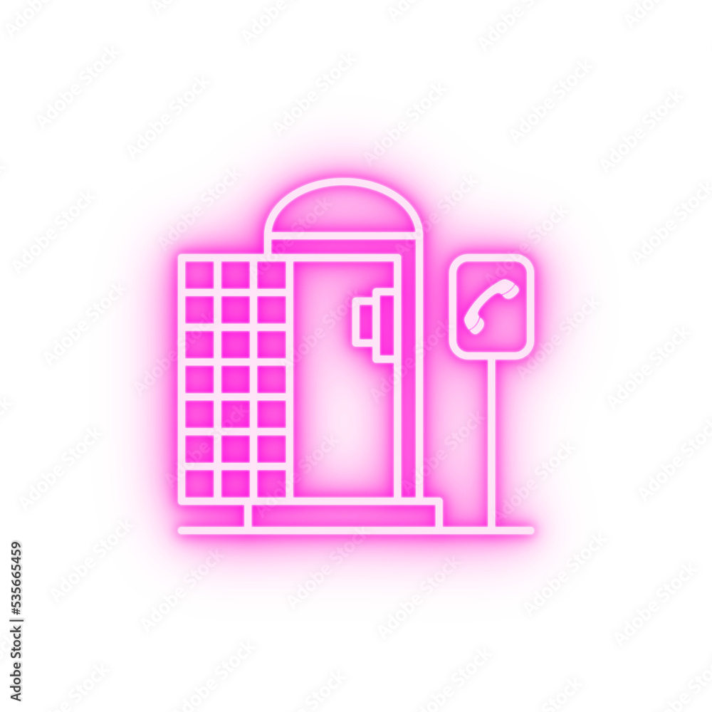 Phone booth phone sign neon icon Phone booth phone sign neon icon