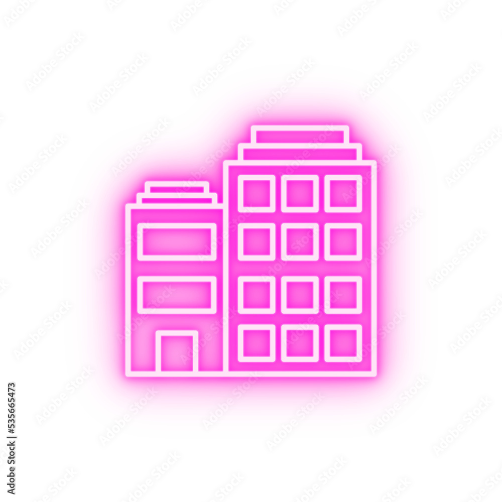Building apartments neon icon Building apartments neon icon