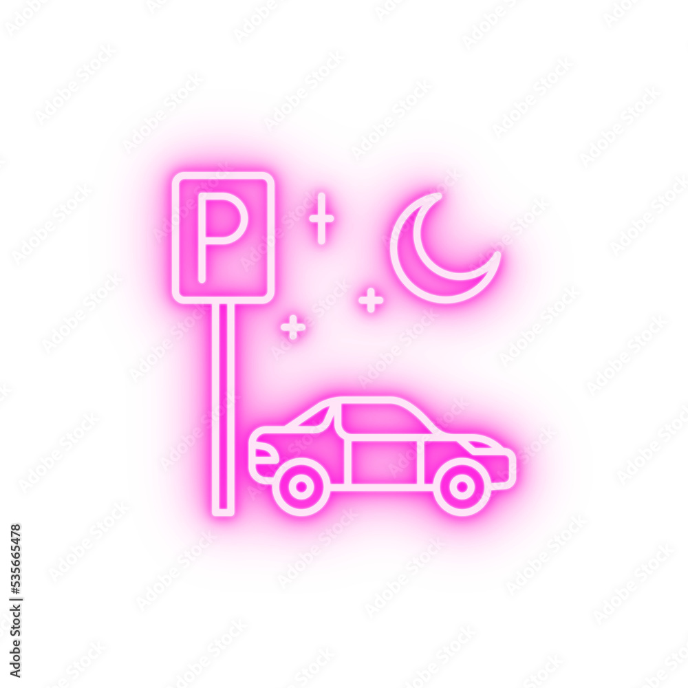 Car parking moon neon icon