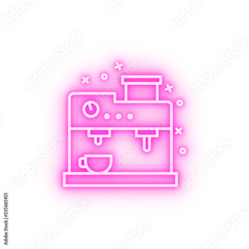 Machine coffee cup neon icon