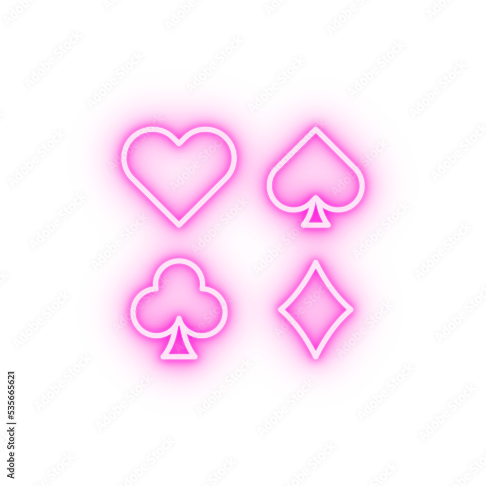 Suits casino neon icon Suits casino neon icon