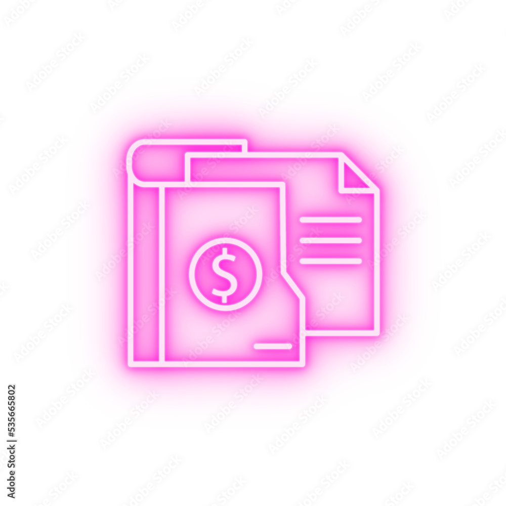 financial documents folder neon icon financial documents folder neon icon