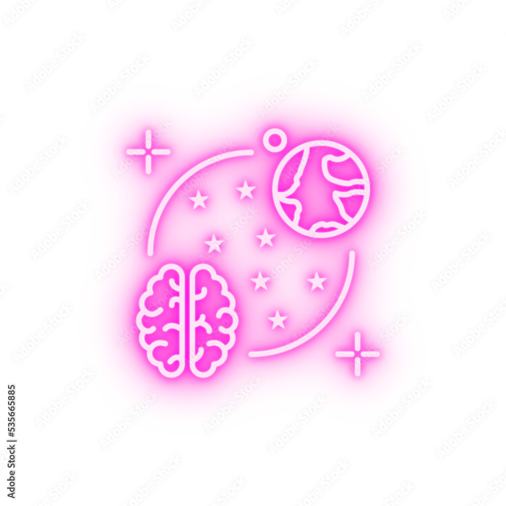 Astronomy planets brain neon icon