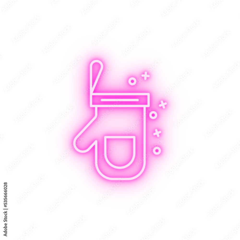 Mitten glove kitchen neon icon Mitten glove kitchen neon icon