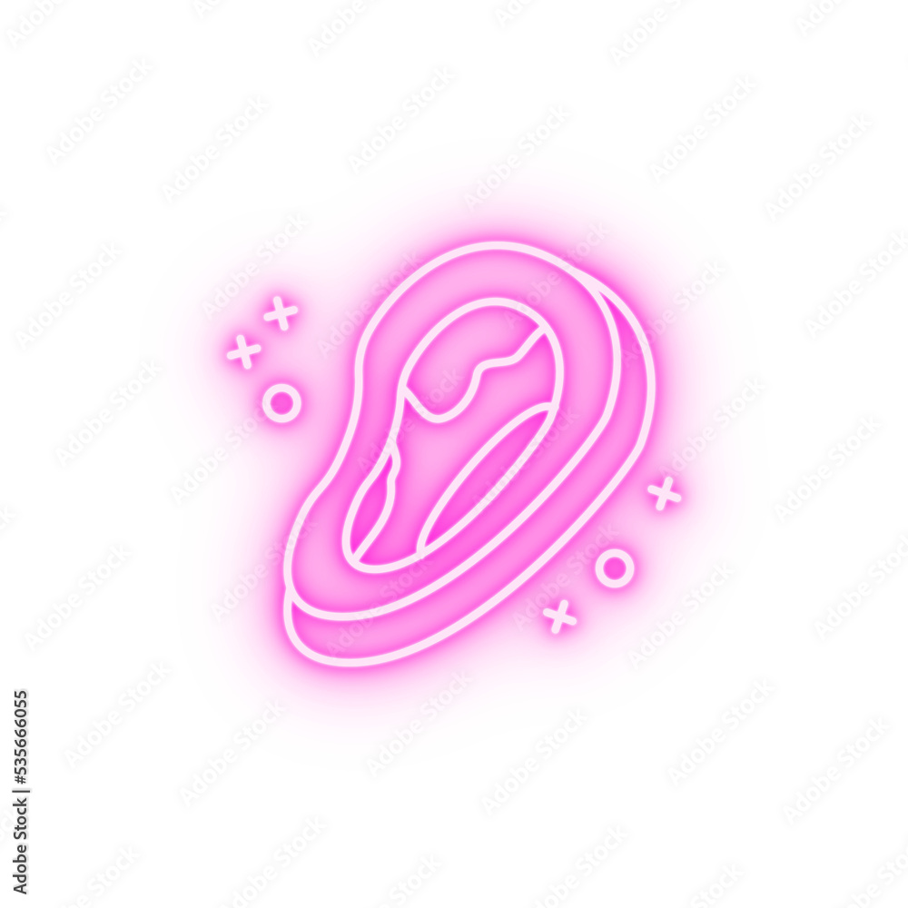 Beef steak meat neon icon Beef steak meat neon icon