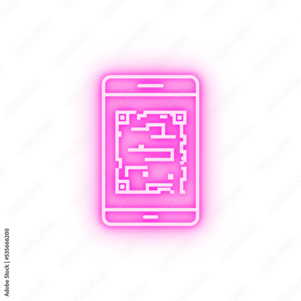 augmented reality technology qr code neon icon augmented reality technology qr code neon icon