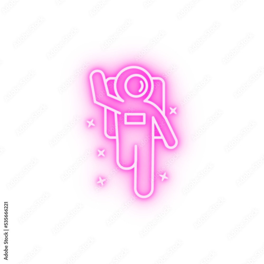 Greeting cosmonaut job neon icon Greeting cosmonaut job neon icon