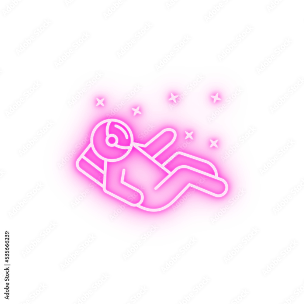 Astronaut occupation star neon icon Astronaut occupation star neon icon