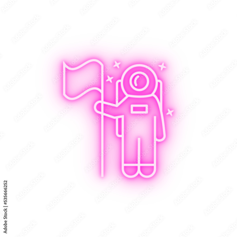 Cosmonaut flag star neon icon Cosmonaut flag star neon icon