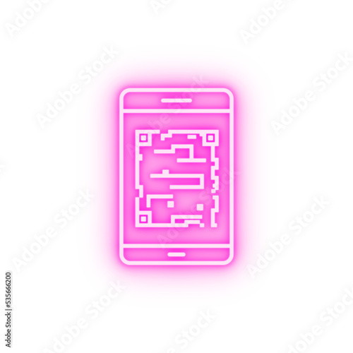 augmented reality technology qr code neon icon