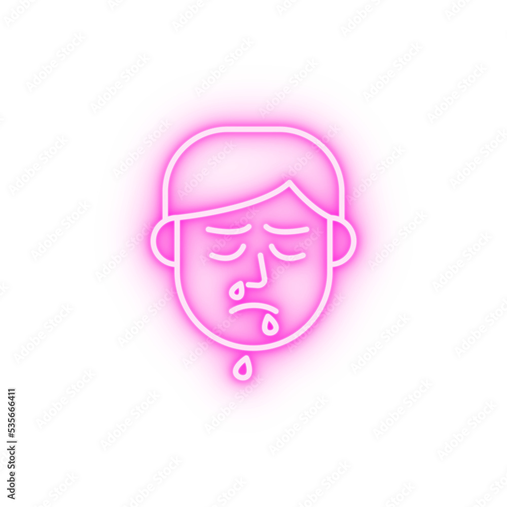 Runny nose snot allergy neon icon