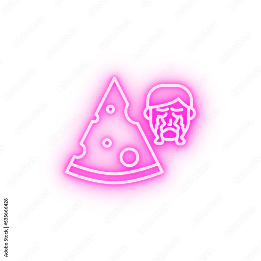Cheese allergic face neon icon Cheese allergic face neon icon