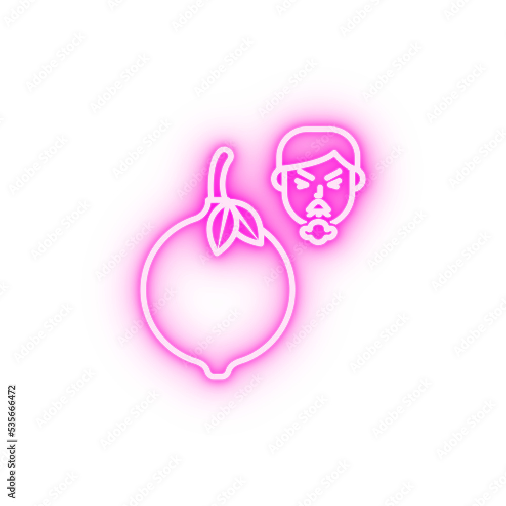 Citrus lemon allergic face neon icon