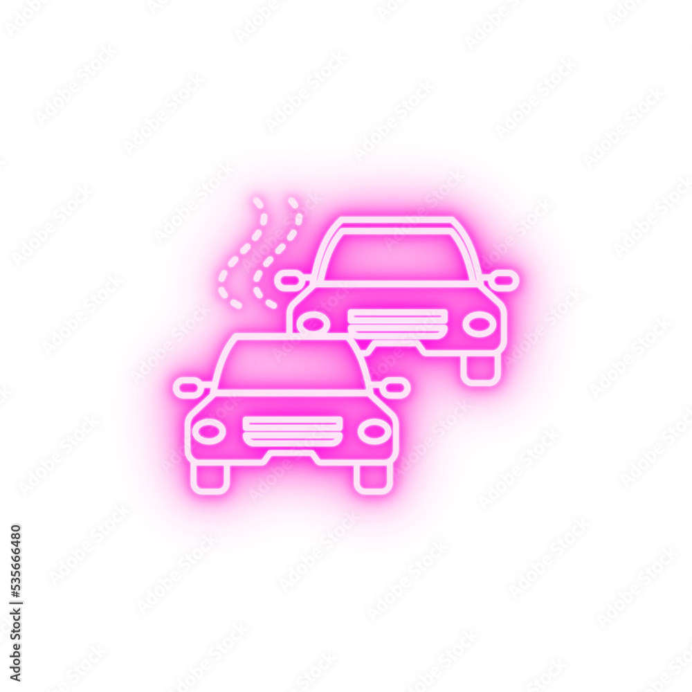 air pollution cars neon icon