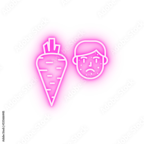 Vegetarian carrot allergic face neon icon