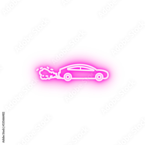 air pollution car neon icon
