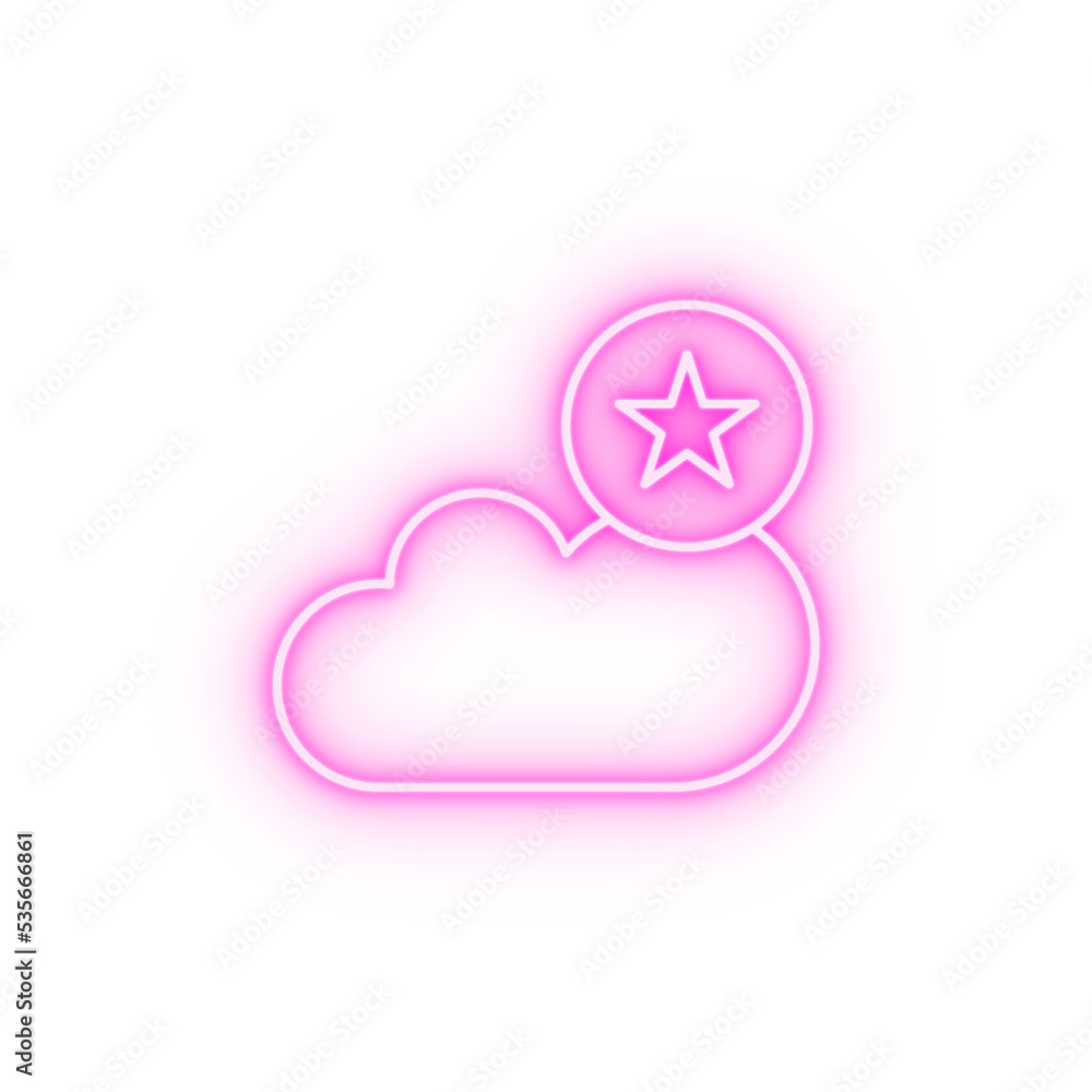 Cloud computing star SEO neon icon