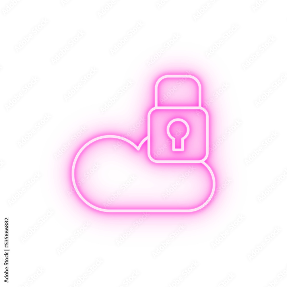 Cloud computing lock SEO neon icon Cloud computing lock SEO neon icon
