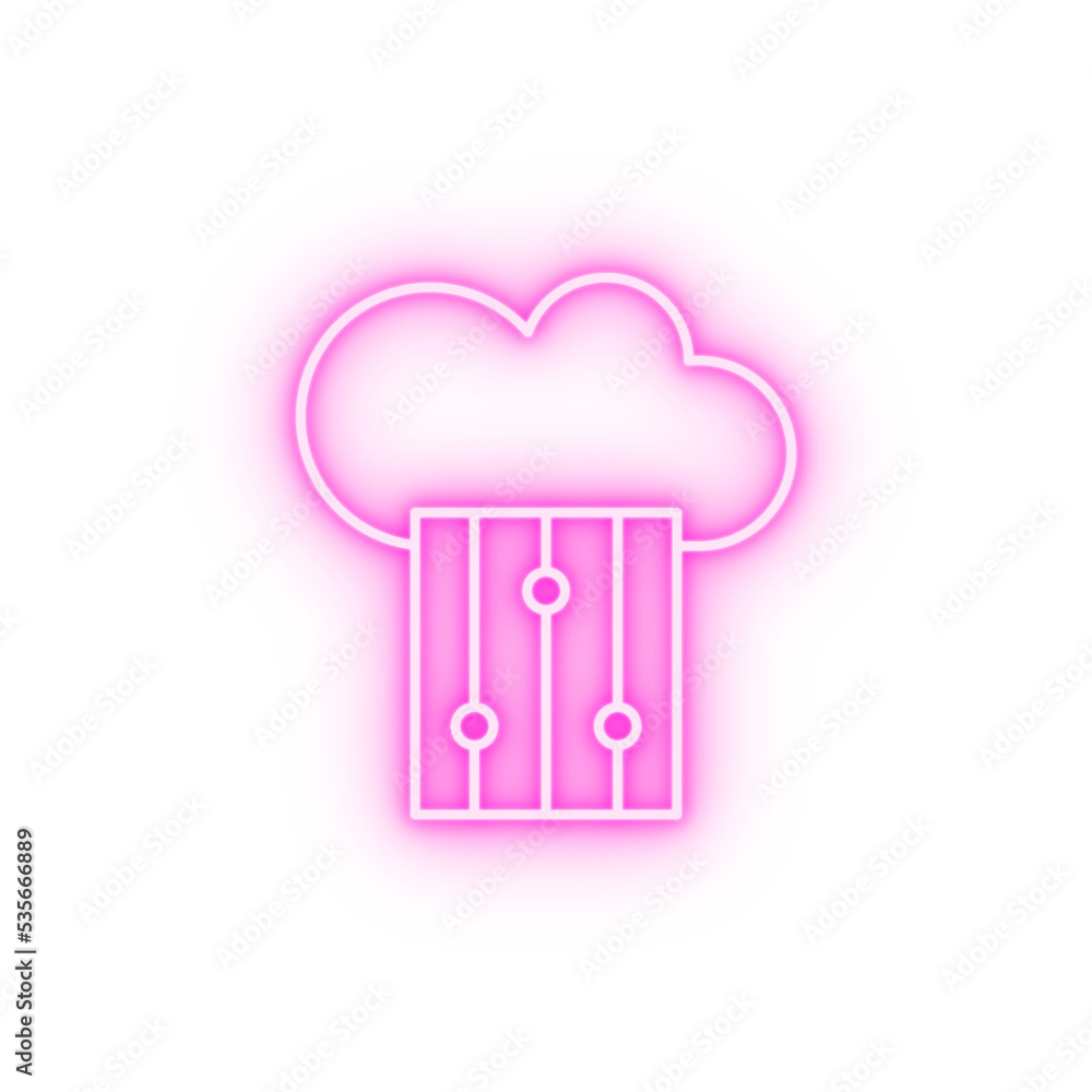 Cloud computing settings SEO neon icon Cloud computing settings SEO neon icon