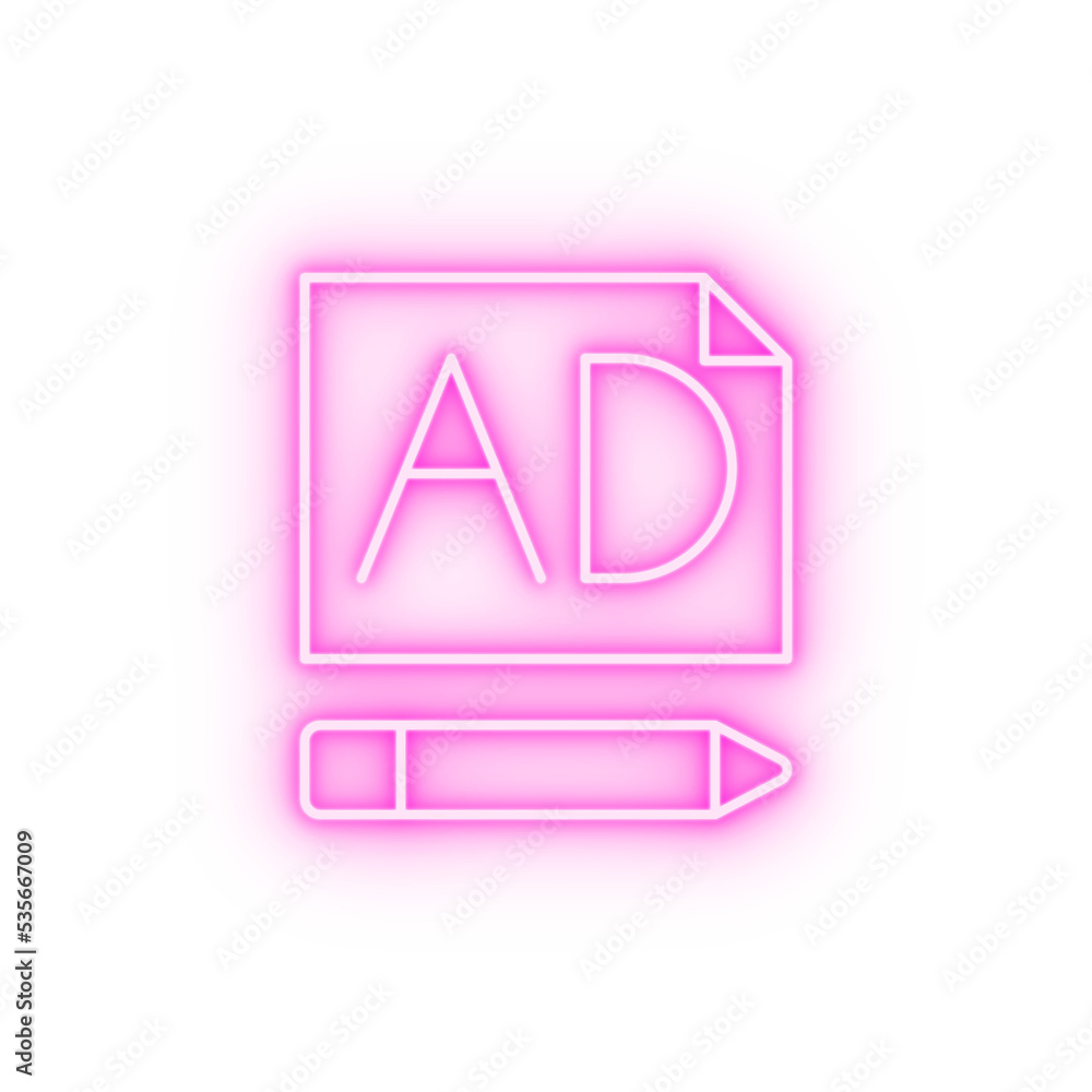 Advertisement pen SEO neon icon Advertisement pen SEO neon icon