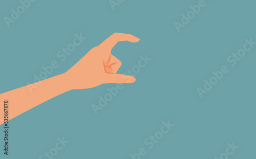 Hand Making a Big Size Symbol Gesture Vector Cartoon Illustration. Funny person indicating an approximate size using his fingers 
