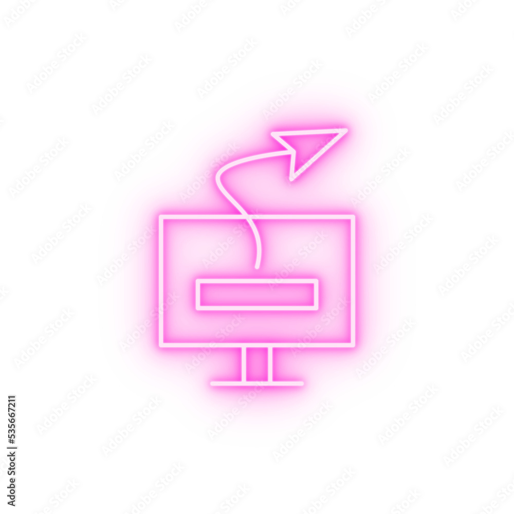 Computer send message neon icon Computer send message neon icon